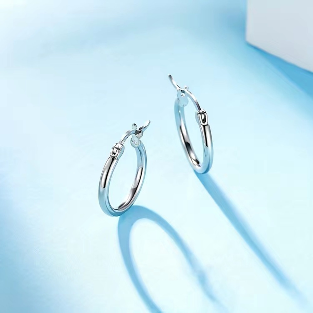 Hoop Earrings .925 Sterling Silver French Lock NEW